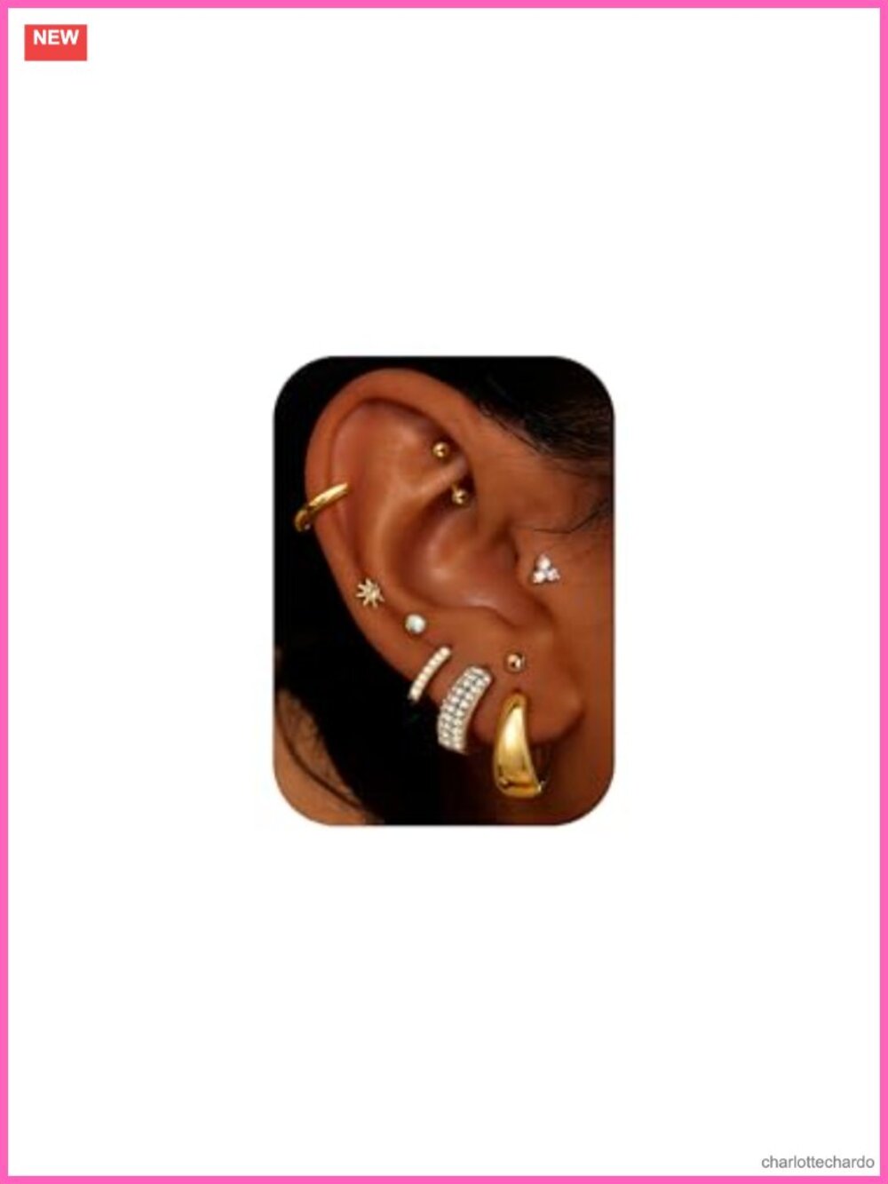 9 Pairs 14K Gold Plated Flat Back Earrings Hypoallergenic Stainless Steel Studs